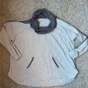 Maurices Heather Gray Cowl Neck Sweatshirt with Dark Gray Details